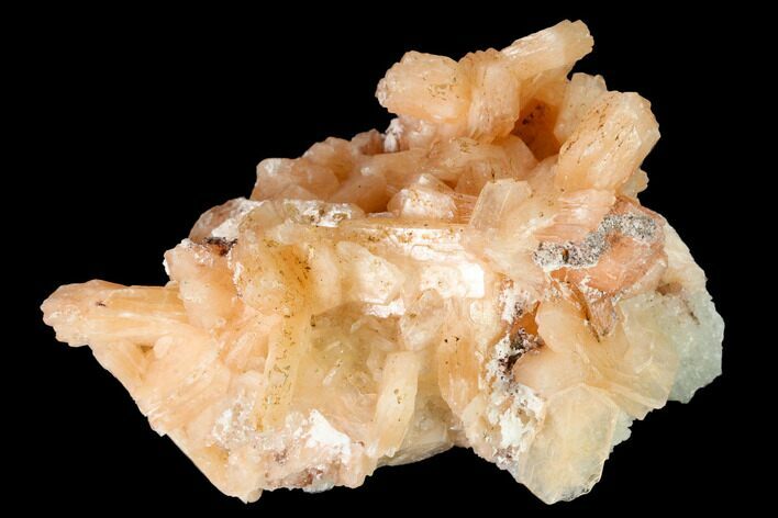 Peach Stilbite Crystal Cluster on Quartz - India #153188